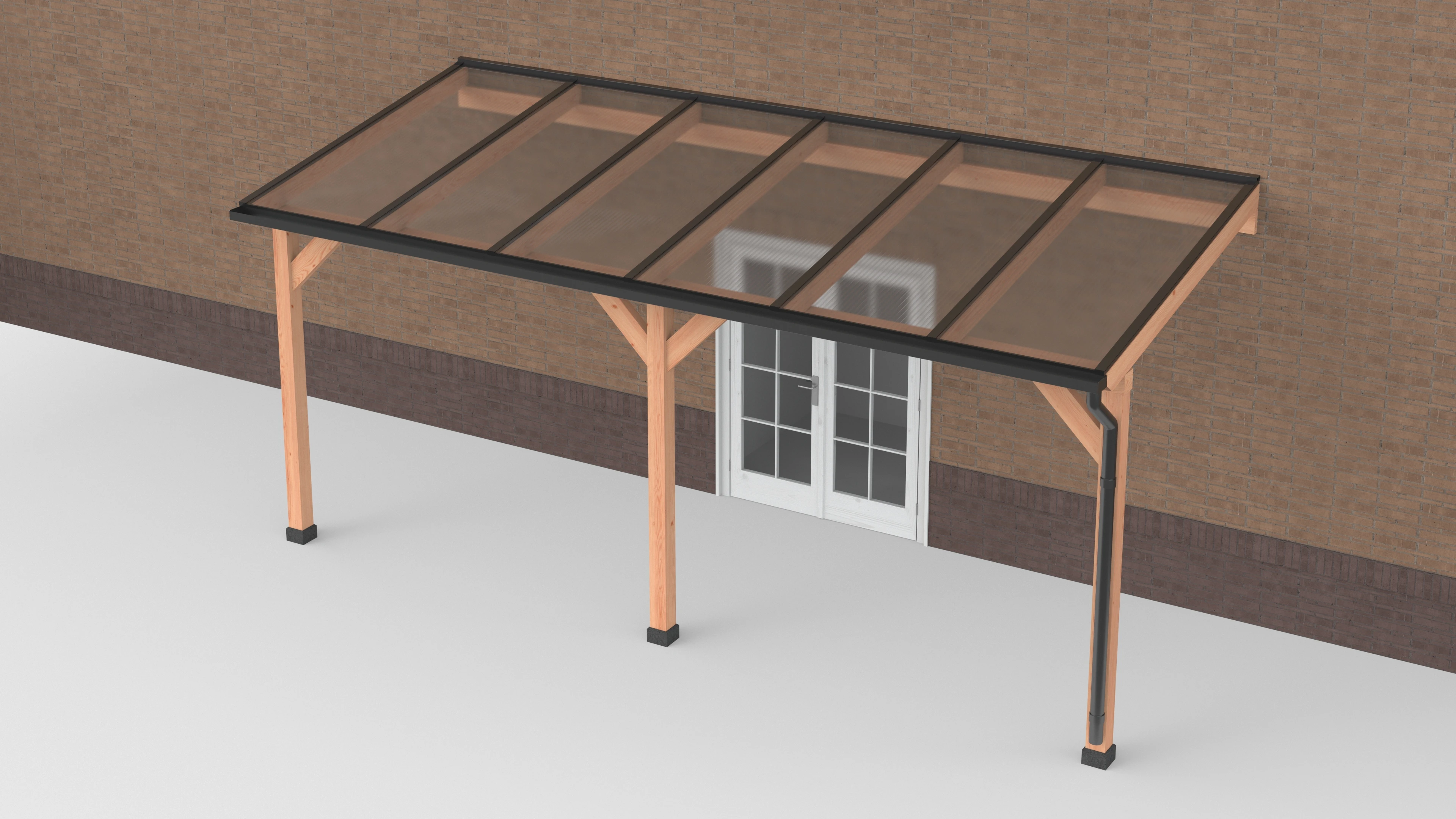 Douglas Terrasoverkapping Zwart Polycarbonaat Helder Geschaafd 600 x 250 cm - Afbeelding 1